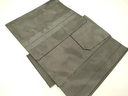 平和屋着物＊夏物 つけ帯 唐織 草花文 黒地 銀糸 正絹 逸品 DABC8821cm