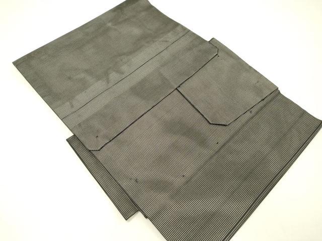 平和屋着物＊夏物 つけ帯 唐織 草花文 黒地 銀糸 正絹 逸品 DABC8821cm
