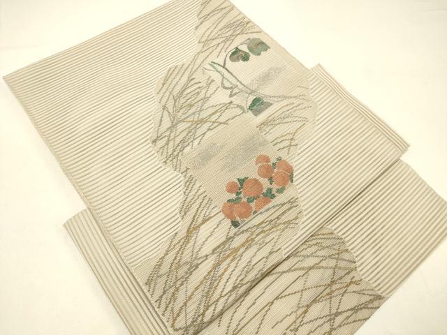平和屋着物＊夏物 絽綴れ つけ帯 草花文 金銀糸 正絹 逸品 DABC8822cm