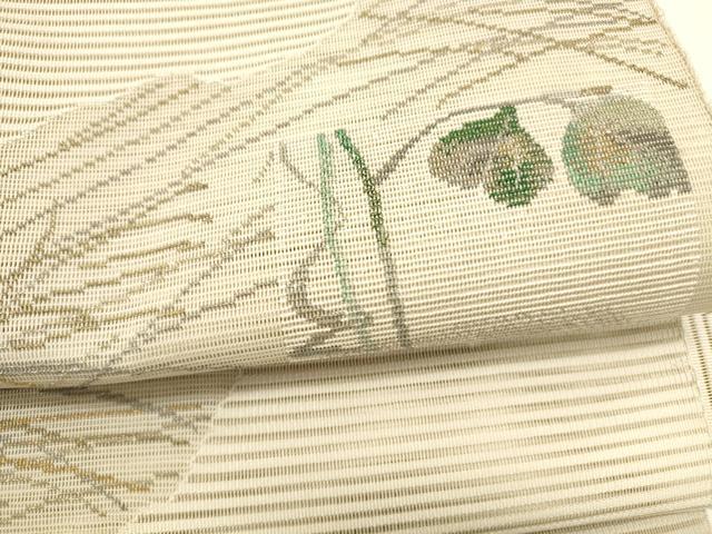 平和屋着物＊夏物 絽綴れ つけ帯 草花文 金銀糸 正絹 逸品 DABC8822cm