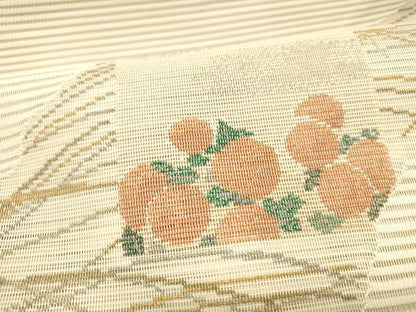平和屋着物＊夏物 絽綴れ つけ帯 草花文 金銀糸 正絹 逸品 DABC8822cm