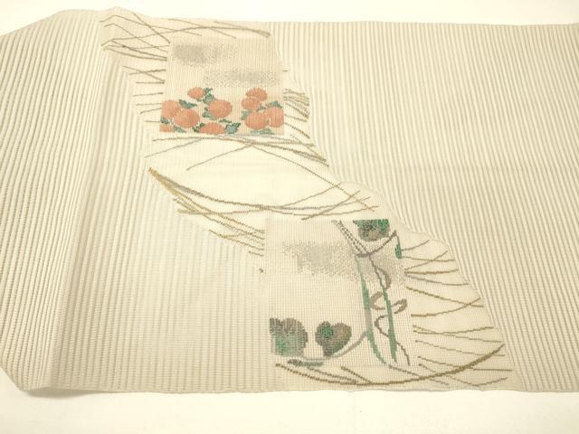 平和屋着物＊夏物 絽綴れ つけ帯 草花文 金銀糸 正絹 逸品 DABC8822cm