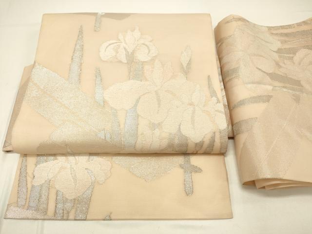 平和屋着物＊夏物 つけ帯 杜若 銀糸 正絹 逸品 DABC8823cm