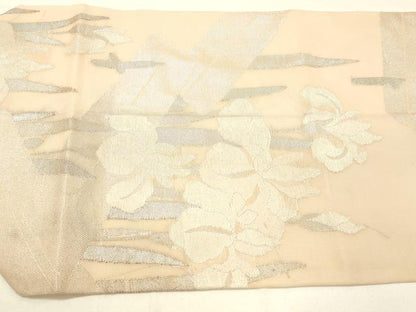 平和屋着物＊夏物 つけ帯 杜若 銀糸 正絹 逸品 DABC8823cm