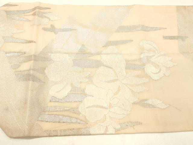 平和屋着物＊夏物 つけ帯 杜若 銀糸 正絹 逸品 DABC8823cm