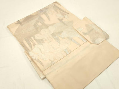 平和屋着物＊夏物 つけ帯 杜若 銀糸 正絹 逸品 DABC8823cm