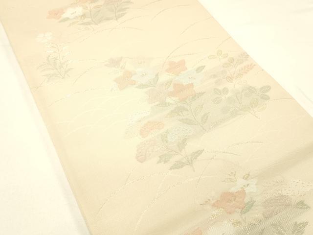 平和屋着物＊夏物 六通柄袋帯 草花文 金糸 正絹 逸品 DABC8825cm