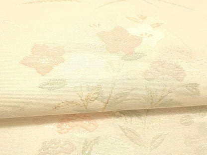 平和屋着物＊夏物 六通柄袋帯 草花文 金糸 正絹 逸品 DABC8825cm