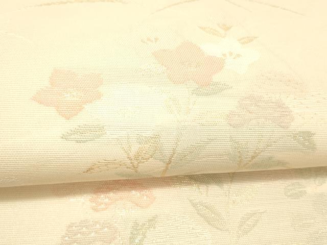 平和屋着物＊夏物 六通柄袋帯 草花文 金糸 正絹 逸品 DABC8825cm