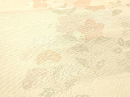 平和屋着物＊夏物 六通柄袋帯 草花文 金糸 正絹 逸品 DABC8825cm
