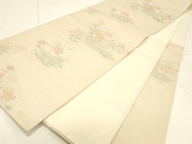 平和屋着物＊夏物 六通柄袋帯 草花文 金糸 正絹 逸品 DABC8825cm