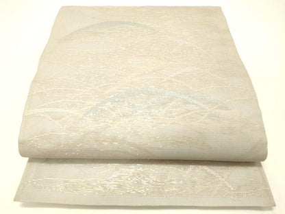 平和屋着物＊夏物 六通柄袋帯 芝文 金銀糸 正絹 逸品 DABC8827cm