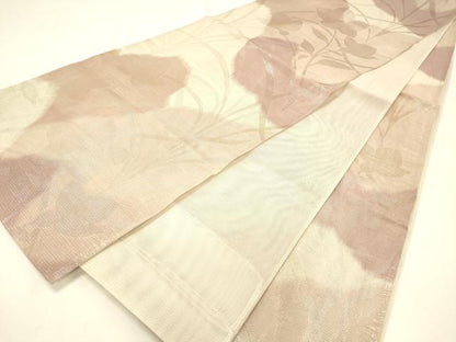平和屋着物＊夏物 六通柄袋帯 草花文 金銀糸 正絹 逸品 DABC8829cm