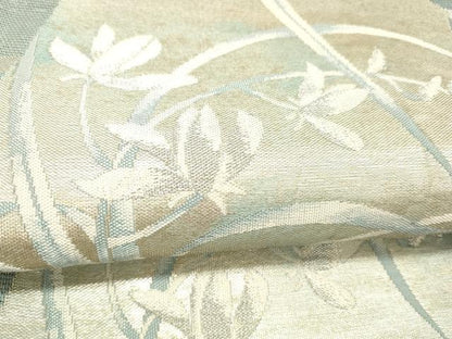 平和屋着物＊夏物 六通柄袋帯 流水草花文 金銀糸 正絹 逸品 DABC8830cm