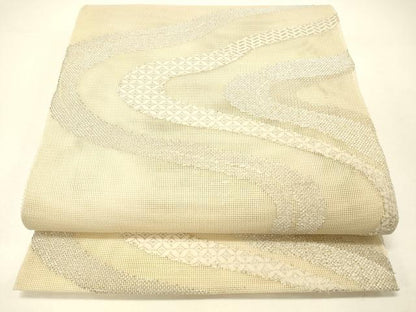平和屋着物＊夏物 六通柄 本袋帯 流水文 銀糸 正絹 逸品 DABC8832cm