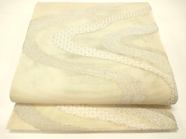 平和屋着物＊夏物 六通柄 本袋帯 流水文 銀糸 正絹 逸品 DABC8832cm