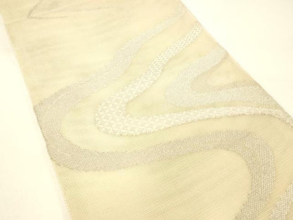 平和屋着物＊夏物 六通柄 本袋帯 流水文 銀糸 正絹 逸品 DABC8832cm