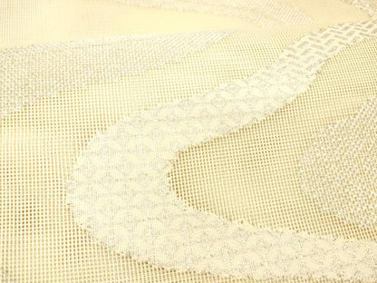 平和屋着物＊夏物 六通柄 本袋帯 流水文 銀糸 正絹 逸品 DABC8832cm
