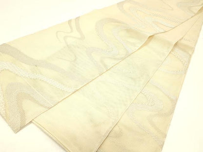 平和屋着物＊夏物 六通柄 本袋帯 流水文 銀糸 正絹 逸品 DABC8832cm