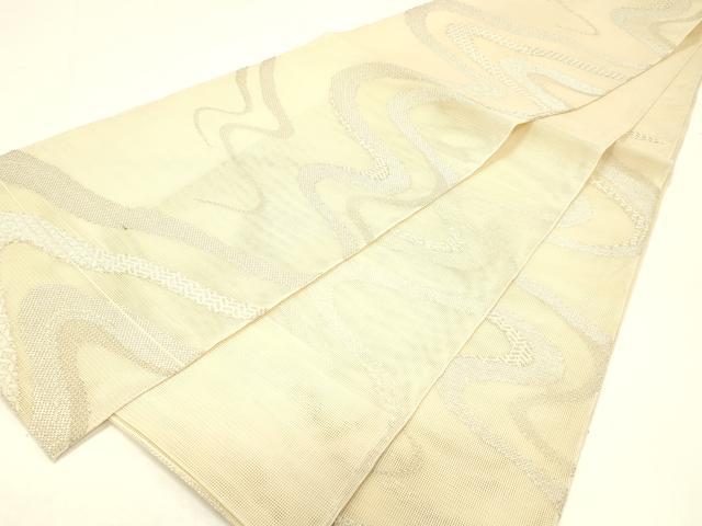 平和屋着物＊夏物 六通柄 本袋帯 流水文 銀糸 正絹 逸品 DABC8832cm