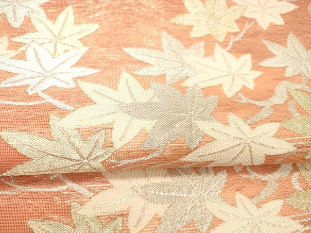 平和屋着物＊夏物 六通柄袋帯 流水草葉文 金銀糸 正絹 逸品 DABC8833cm