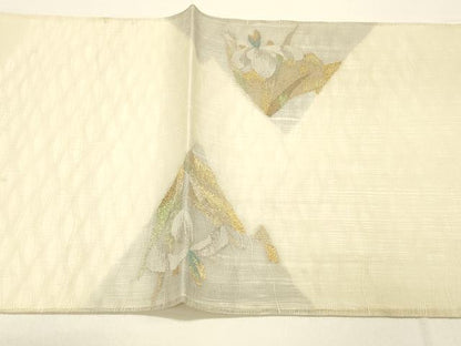 平和屋着物＊夏物 太鼓柄袋帯 鴛鴦流水花文 金銀糸 正絹 逸品 DABC8834cm
