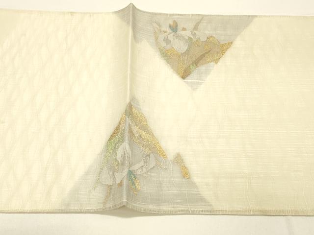 平和屋着物＊夏物 太鼓柄袋帯 鴛鴦流水花文 金銀糸 正絹 逸品 DABC8834cm