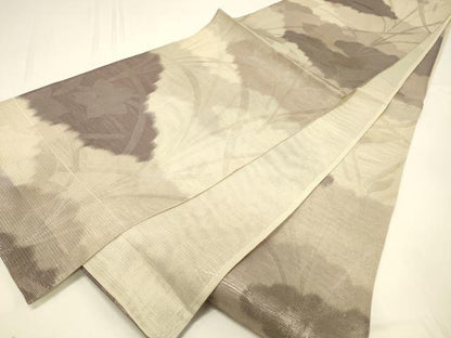 平和屋着物＊夏物 六通柄袋帯 草花文 銀糸 正絹 逸品 DABC8835cm