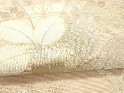 平和屋着物＊夏物 六通柄袋帯 草葉文 金銀糸 正絹 逸品 DABC8836cm