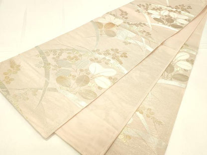 平和屋着物＊夏物 六通柄袋帯 草葉文 金銀糸 正絹 逸品 DABC8836cm