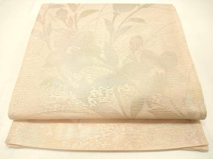 平和屋着物＊夏物 六通柄袋帯 草花文 金銀糸 正絹 逸品 DABC8840cm