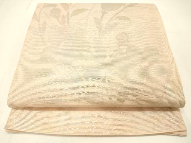 平和屋着物＊夏物 六通柄袋帯 草花文 金銀糸 正絹 逸品 DABC8840cm