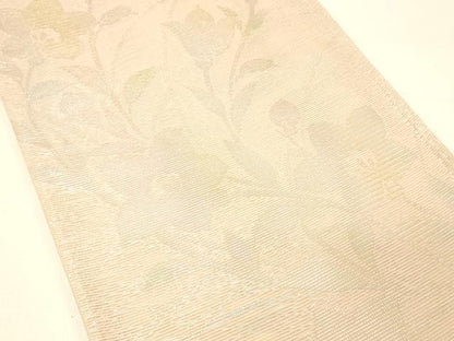 平和屋着物＊夏物 六通柄袋帯 草花文 金銀糸 正絹 逸品 DABC8840cm