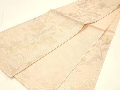 平和屋着物＊夏物 六通柄袋帯 草花文 金銀糸 正絹 逸品 DABC8840cm