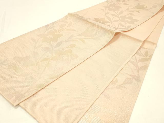 平和屋着物＊夏物 六通柄袋帯 草花文 金銀糸 正絹 逸品 DABC8840cm