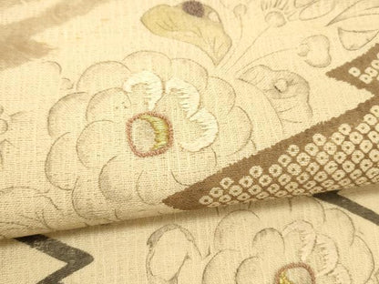 平和屋着物＊夏物 中国三大刺繍 相良刺繍 九寸名古屋帯 手描き 草花文 金彩 工芸染織小いけ謹製 正絹 逸品 DABC8842cm