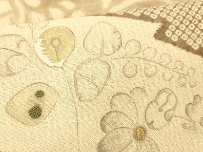平和屋着物＊夏物 中国三大刺繍 相良刺繍 九寸名古屋帯 手描き 草花文 金彩 工芸染織小いけ謹製 正絹 逸品 DABC8842cm