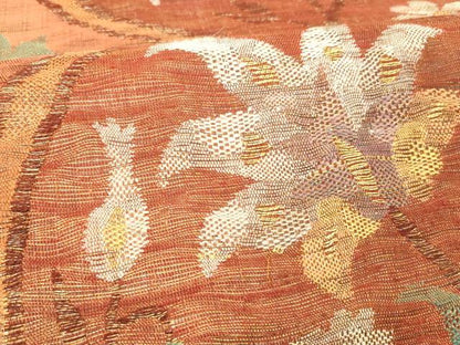 平和屋着物▽六通柄袋帯 スリーシーズン 春夏秋 更紗花唐草文 金糸 正絹 逸品 DABC8844cm