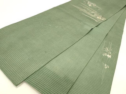 平和屋着物＊夏物 アンティーク 大正ロマン 丸帯 引き抜き帯 総刺繍 絽縮緬 草花文 銀糸 正絹 逸品 DABC8846cm