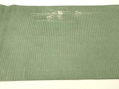 平和屋着物＊夏物 アンティーク 大正ロマン 丸帯 引き抜き帯 総刺繍 絽縮緬 草花文 銀糸 正絹 逸品 DABC8846cm