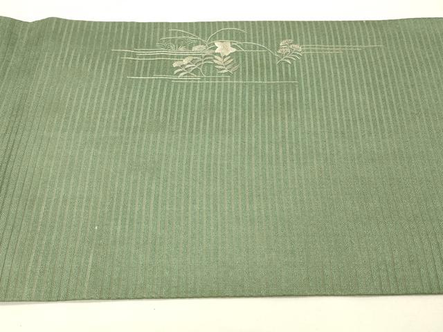 平和屋着物＊夏物 アンティーク 大正ロマン 丸帯 引き抜き帯 総刺繍 絽縮緬 草花文 銀糸 正絹 逸品 DABC8846cm