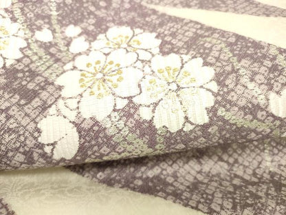 平和屋着物＊夏物　六通柄袋帯　枝桜　金銀糸　正絹　逸品　DABC8851cm