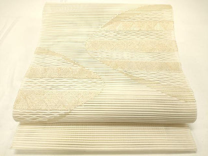 平和屋着物＊夏物 絽綴れ 八寸名古屋帯 抽象文様 金糸 正絹 逸品 DABC8853cm