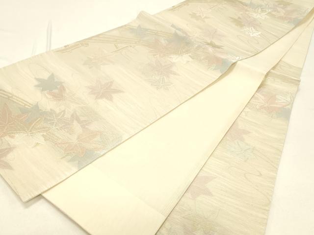 平和屋着物＊夏物 六通柄袋帯 すず風 渡橋竜田川 金銀糸 正絹 逸品 DABC8854cm