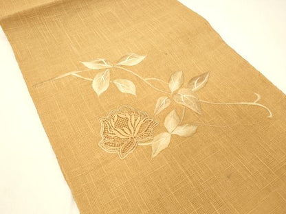 平和屋着物＊夏物 八寸名古屋帯 総刺繍 枝花文 DABC8860cm
