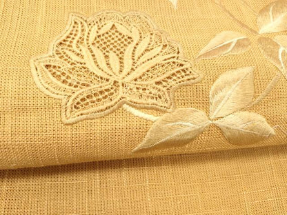 平和屋着物＊夏物 八寸名古屋帯 総刺繍 枝花文 DABC8860cm