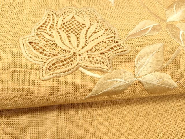 平和屋着物＊夏物 八寸名古屋帯 総刺繍 枝花文 DABC8860cm