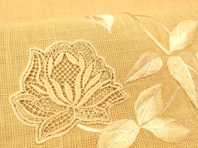 平和屋着物＊夏物 八寸名古屋帯 総刺繍 枝花文 DABC8860cm