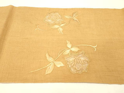 平和屋着物＊夏物 八寸名古屋帯 総刺繍 枝花文 DABC8860cm
