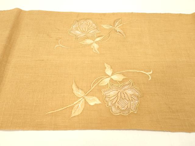 平和屋着物＊夏物 八寸名古屋帯 総刺繍 枝花文 DABC8860cm